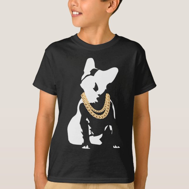 Camiseta Bulldog Com Colar de Ouro (Frente)
