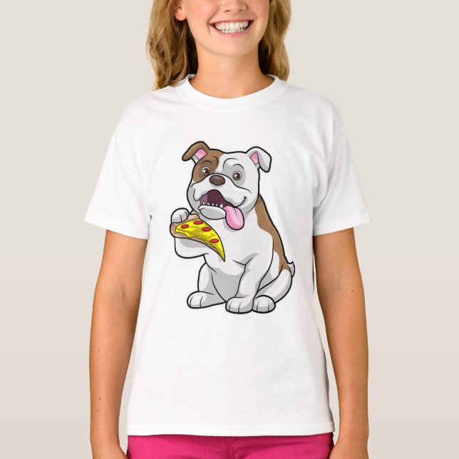 Camiseta Bulldog com pizza (Frente)