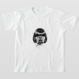 Camiseta Bulldog com uma peruca (Estilo 4) Arte fina