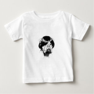 Camiseta Bulldog com uma peruca (Estilo 5) Arte fina