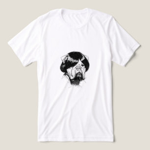 Camiseta Bulldog com uma peruca (Estilo 5) Arte fina