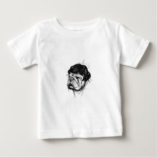 Camiseta Bulldog com uma peruca (Estilo 7) Arte fina