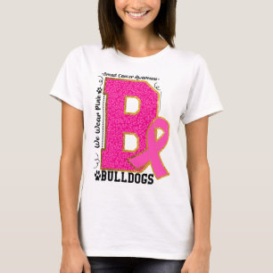 Camiseta Bulldog Cor-de-Rosa vestido Sensibilização para o