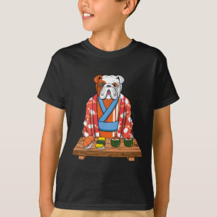 Camiseta Bulldog Dog Kimono Kawaii Japonês Foodie Sushi