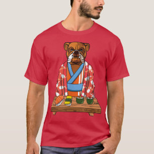 Camiseta Bulldog Dog Kimono Kawaii Japonês Foodie Sushi 26