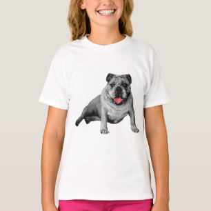 Camiseta Bulldog em Estilo com Acento Vermelho