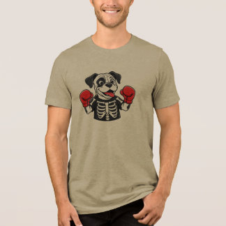 Camiseta Bulldog engraçado de Halloween esqueleto boxeando