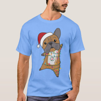 Camiseta Bulldog Feliz De Natal Luzes De Fada Doces
