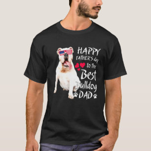 Camiseta Bulldog Fofo Bandeira Americana O Melhor Pai Mãe C