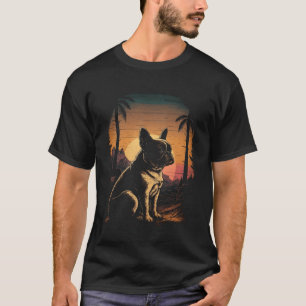 Camiseta Bulldog Francês 80s Sunset Vintage Estilo Retroati