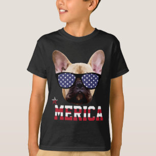 Camiseta Bulldog Francês Americano Masculino Patriótico Eng