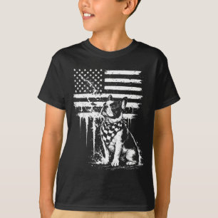 Camiseta Bulldog Francês Bandeira Americana 4 de Julho Aman