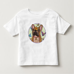 Camiseta Bulldog Francês Bonito com Borboletas