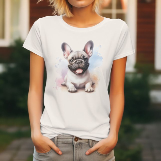 Camiseta Bulldog Francês Bonito em Watercolor (Criador carregado)