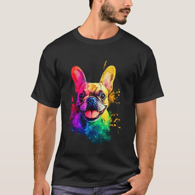 Camiseta Bulldog Francês Cachorro Pop Art (Frente)