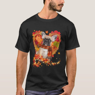 Camiseta Bulldog Francês Com As Folhas Do Outono