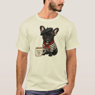 Camiseta Bulldog Francês com café