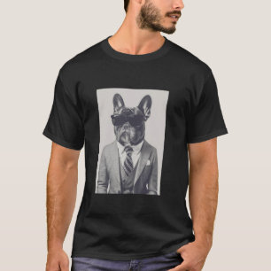 Camiseta Bulldog Francês com Óculos de Sol Cachorro Engraça