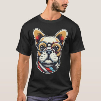 Camiseta BullDog francês com óculos e francês