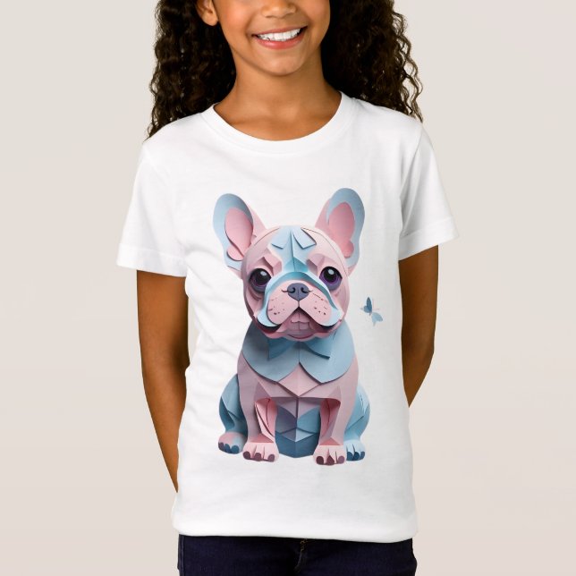 Camiseta Bulldog francês com papel borboleta cortando arte (Frente)