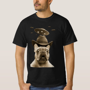 Camiseta Bulldog Francês Cowboy OVNI