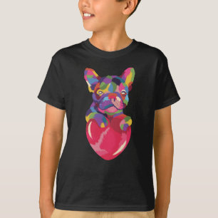 Camiseta Bulldog Francês de Coração Vermelha