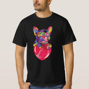 Camiseta Bulldog Francês de Coração Vermelha