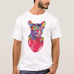 Camiseta Bulldog Francês de Coração Vermelha