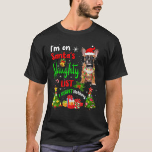 Camiseta Bulldog Francês de Natal Estou Na Lista Negra do P