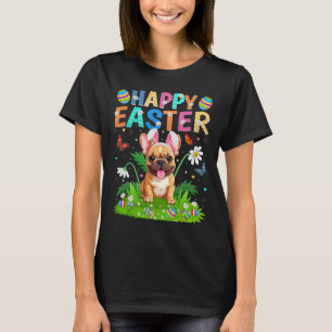 Camiseta Bulldog Francês Feliz Páscoa Caça ao Ovo Orelha de