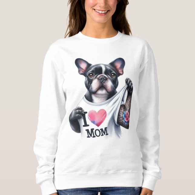Camiseta Bulldog Francês I 💗 Mãe (Frente)