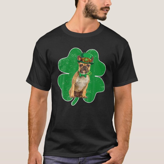 Camiseta Bulldog francês Leprechaun Hat (Frente)