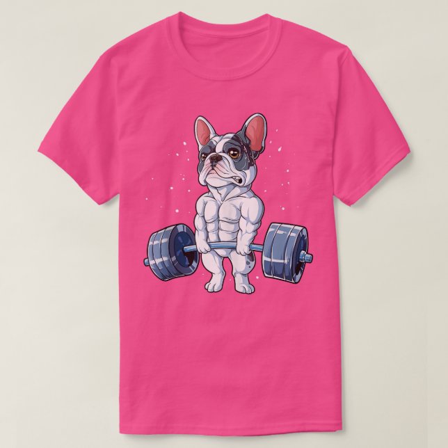 Camiseta Bulldog Francês Levantando Engraçados Homens Fi (Frente do Design)