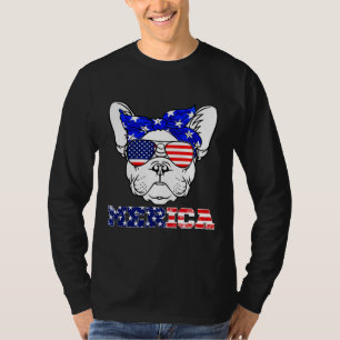 Camiseta Bulldog Francês Merica America Flag