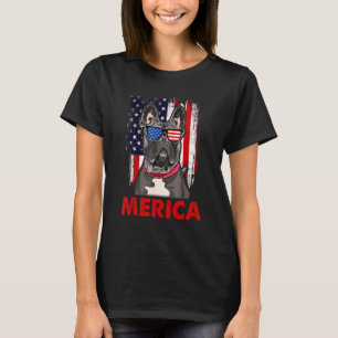 Camiseta Bulldog Francês Merica Patriótico Bandeira America