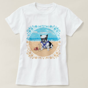Camiseta Bulldog Francês na Praia