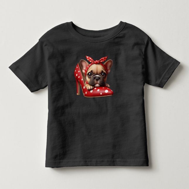 Camiseta Bulldog Francês num Calçado Vermelho (Frente)
