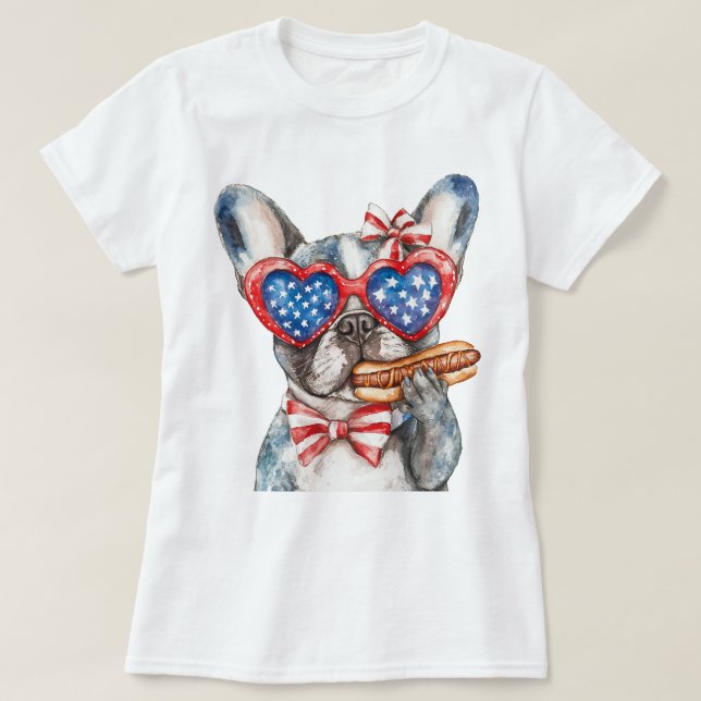 Camiseta Bulldog Francês Patriótico (Frente do Design)