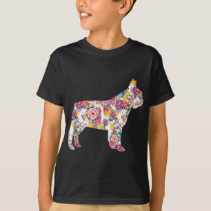 Camiseta Bulldog Francês Patterno de Flor Francês Bulldog