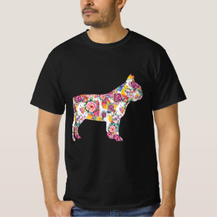 Camiseta Bulldog Francês Patterno de Flor Francês Bulldog