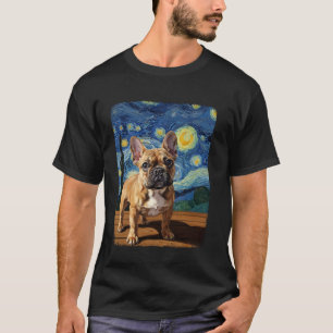 Camiseta Bulldog Francês Pose de Estimação Lua Noite Estrel