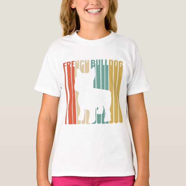Camiseta Bulldog Francês Retro 1970s Presente Para Mãe Cach (Frente)