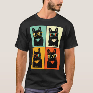 Camiseta Bulldog Francês Retro Com Óculos de Sol Frenchie C