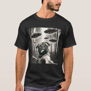 Camiseta Bulldog Francês Selfie Com ET OVNI Engraçado Franc