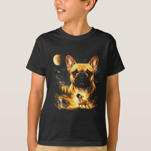 Camiseta Bulldog francês uivando para a lua vintage 90s