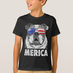 Camiseta Bulldog Inglês 4 De Julho Merica Homens Mulheres B