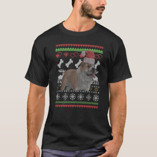 Camiseta Bulldog Inglês Cachorro Papai Noel Natal Feio Páti