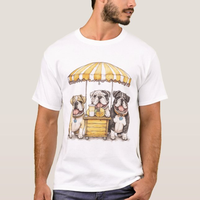 Camiseta Bulldog Inglês Correndo Pista De Limonada (Frente)