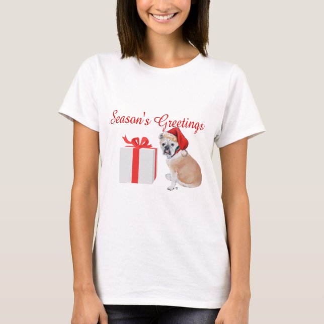 Camiseta Bulldog Inglês de Natal (Frente)