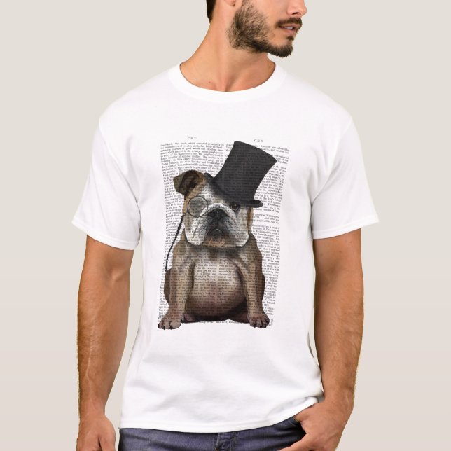 Camiseta Bulldog Inglês, Formal Hound e Hat (Frente)
